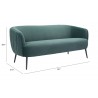 Zuo Modern Karan Sofa in Green - With Dimensions