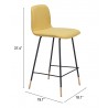 Zuo Modern Var Counter Stool in Yellow - With Dimension