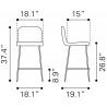 Zuo Modern Var Counter Stool in Yellow - Dimension Sheet