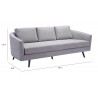 Zuo Modern Divinity Sofa in Gray - With DImensions