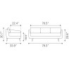 Zuo Modern Divinity Sofa in Gray - Dimension Sheet