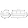 Zuo Modern Divinity Sofa in Gray - Dimension Sheet - Zuo Modern Divinity Sofa in Gray - Dimension Sheet