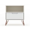 Manhattan Comfort Rockefeller 1-Drawer White Nightstand Front