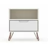 Manhattan Comfort Rockefeller 1-Drawer White Nightstand Front - Manhattan Comfort Rockefeller 1-Drawer White Nightstand Front