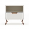 Manhattan Comfort Rockefeller 1-Drawer Off White Nightstand Front