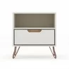 Manhattan Comfort Rockefeller 1-Drawer Off White Nightstand Front - Manhattan Comfort Rockefeller 1-Drawer Off White Nightstand Front