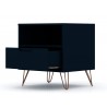 Manhattan Comfort Rockefeller 1-Drawer Black Nightstand Open
