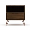 Manhattan Comfort Rockefeller 1-Drawer Brown Nightstand Front