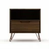 Manhattan Comfort Rockefeller 1-Drawer Brown Nightstand Front - Manhattan Comfort Rockefeller 1-Drawer Brown Nightstand Front