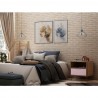 Manhattan Comfort Rockefeller 1-Drawer Nature and Rose Pink Nightstand 