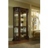 Pulaski Furniture Lighted Curved Front 4 Shelf Curio Cabinet in Maple Brown Room View