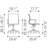 Zuo Modern Stacy Office Chair White - Dimension Sheet