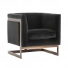 SUNPAN Soho Armchair in Giotto Shale Grey and Antique Brass Frame - Angled