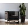 SUNPAN Soho Armchair in Giotto Shale Grey and Antique Brass Frame - Lifestyle