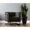 SUNPAN Soho Armchair in Giotto Shale Grey and Antique Brass Frame - Lifestyle - SUNPAN Soho Armchair in Giotto Shale Grey and Antique Brass Frame - Lifestyle