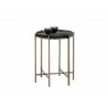 SUNPAN Rohan End Table - Antique Brass - Darkbrown, Frontview with Decor - SUNPAN Rohan End Table - Antique Brass - Darkbrown, Frontview with Decor