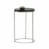 Sunpan Tillie End Table With Stainless Steel Frame in Black Agate Stone - Angled with Decor - Sunpan Tillie End Table With Stainless Steel Frame in Black Agate Stone - Angled with Decor