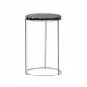 Sunpan Tillie End Table With Stainless Steel Frame in Black Agate Stone - Angled View - Sunpan Tillie End Table With Stainless Steel Frame in Black Agate Stone - Angled View