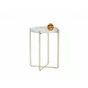 Sunpan Liv Side Table - White Marble - Front Angle with Decor - Sunpan Liv Side Table - White Marble - Front Angle with Decor