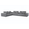 Sunpan Flora Sectional With Antique Brass Frame in Milestone Charcoal - Angled