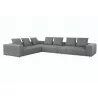Sunpan Flora Sectional With Antique Brass Frame in Milestone Charcoal - Angled - Sunpan Flora Sectional With Antique Brass Frame in Milestone Charcoal - Angled