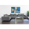 Sunpan Flora Sectional With Antique Brass Frame in Milestone Charcoal - Lifestyle - Sunpan Flora Sectional With Antique Brass Frame in Milestone Charcoal - Lifestyle