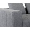 Sunpan Flora Sectional With Antique Brass Frame in Milestone Charcoal - Arm Close-up