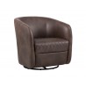 Sunpan Dax Swivel Lounge Chair in Havana Dark Brown - Angled