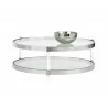 Sunpan York Coffee Table - Stainless Steel - Front with Decor - Sunpan York Coffee Table - Stainless Steel - Front with Decor