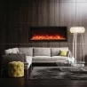 55" Tall Indoor Or Outdoor Electric Built-in Only With Black Steel Surround Fireplace - Lifestyle 1 - 55" Tall Indoor Or Outdoor Electric Built-in Only With Black Steel Surround Fireplace - Lifestyle 1