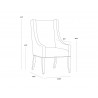 Sunpan Aiden Dining Armchair in Piccolo Pebble - Dimensions