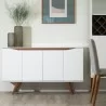 Manhattan Comfort Tudor 53.15 Sideboard with 4 Shelves in White Matte and Maple Cream - Manhattan Comfort Tudor 53.15 Sideboard with 4 Shelves in White Matte and Maple Cream