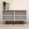 Manhattan Comfort Tudor 53.15 Sideboard with 4 Shelves in White Matte and Maple Cream Open
