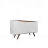 Manhattan Comfort Tudor 53.15 Sideboard with 4 Shelves in White Matte and Maple Cream Front