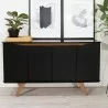 Manhattan Comfort Tudor 53.15 Sideboard with 4 Shelves in Black and Maple Cream - Manhattan Comfort Tudor 53.15 Sideboard with 4 Shelves in Black and Maple Cream