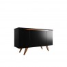 Manhattan Comfort Tudor 53.15 Sideboard with 4 Shelves in Black and Maple Cream Front
