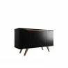 Manhattan Comfort Tudor 53.15 Sideboard with 4 Shelves in Black and Maple Cream Front - Manhattan Comfort Tudor 53.15 Sideboard with 4 Shelves in Black and Maple Cream Front