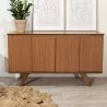 Manhattan Comfort Tudor 53.15 Sideboard with 4 Shelves in Maple Cream  - Manhattan Comfort Tudor 53.15 Sideboard with 4 Shelves in Maple Cream 