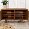 Manhattan Comfort Tudor 53.15 Sideboard with 4 Shelves in Maple Cream Open - Manhattan Comfort Tudor 53.15 Sideboard with 4 Shelves in Maple Cream Open