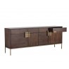 Jade Sideboard - Antique Brass - Dark Mango - Drawers Opened