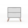 Manhattan Comfort Rockefeller 2-Drawer White Nightstand Front