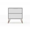 Manhattan Comfort Rockefeller 2-Drawer White Nightstand Front - Manhattan Comfort Rockefeller 2-Drawer White Nightstand Front