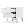 Manhattan Comfort Rockefeller 2-Drawer White Nightstand Open