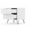 Manhattan Comfort Rockefeller 2-Drawer White Nightstand Open - Manhattan Comfort Rockefeller 2-Drawer White Nightstand Open