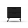 Manhattan Comfort Rockefeller 2-Drawer Black Nightstand Front