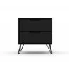 Manhattan Comfort Rockefeller 2-Drawer Black Nightstand Front - Manhattan Comfort Rockefeller 2-Drawer Black Nightstand Front
