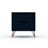 Manhattan Comfort Rockefeller 2-Drawer Tatiana Midnight Blue Nightstand Side