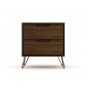 Manhattan Comfort Rockefeller 2-Drawer Brown Nightstand Front