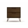 Manhattan Comfort Rockefeller 2-Drawer Brown Nightstand Front - Manhattan Comfort Rockefeller 2-Drawer Brown Nightstand Front