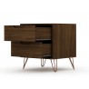Manhattan Comfort Rockefeller 2-Drawer Brown Nightstand Open